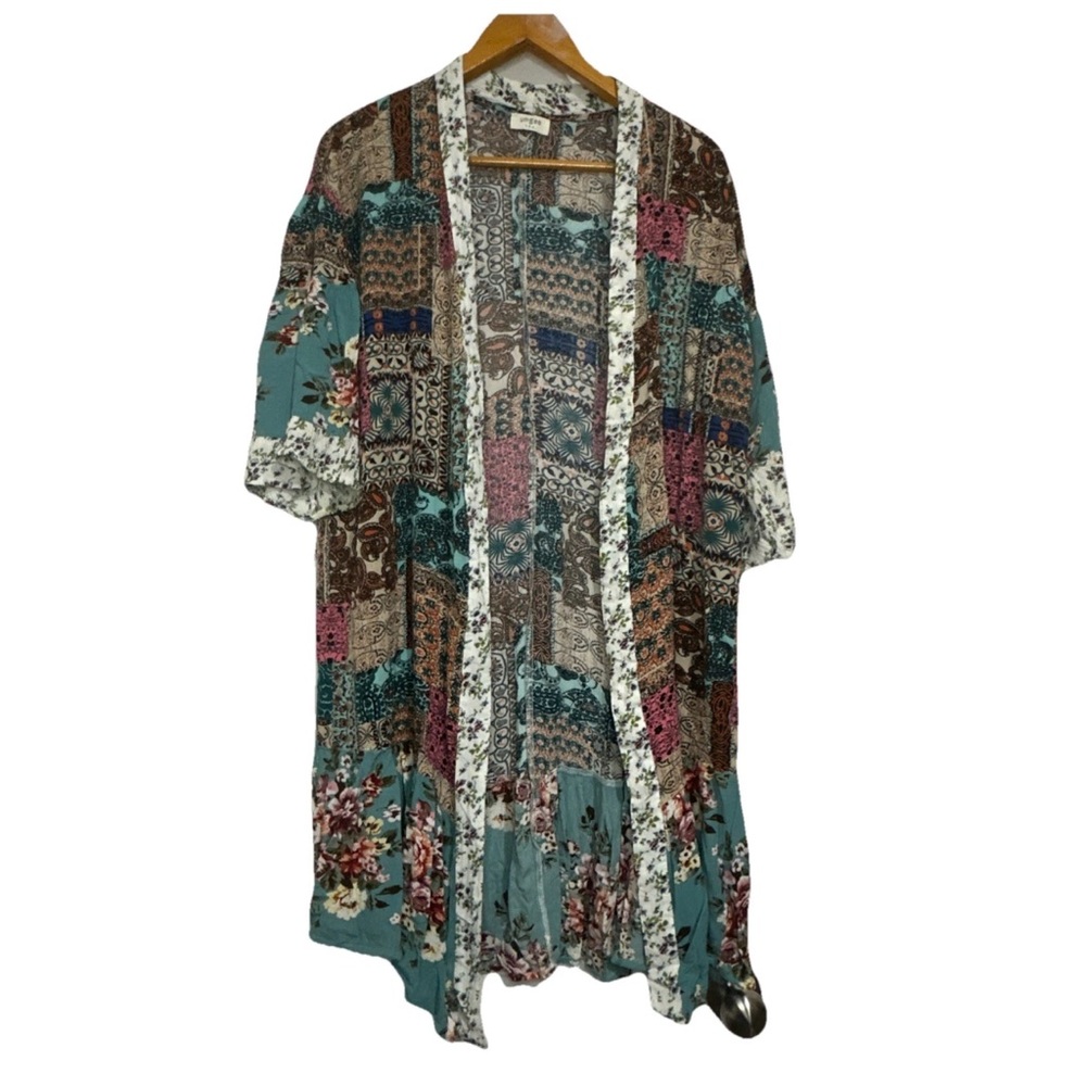 Umgee M Floral Patchwork Open Lightweight Cardiga… - image 1